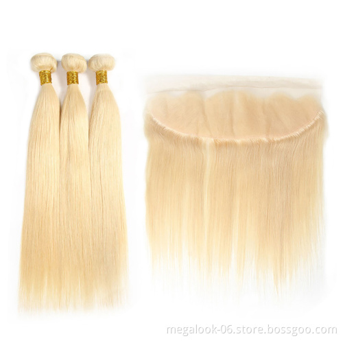 Premium Quality Cambodian Cuticle Aligned Virgin Human Hair 613 Bundles With Frontal